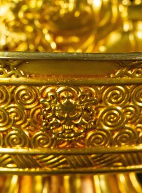 藏式水供白财神鎏金装饰摆件