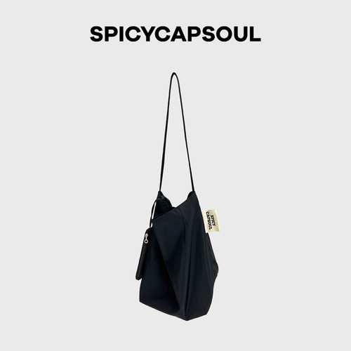 【邂逅】spicycapsoul原创定制面料单肩休闲极简大容量慵懒托特包 - 图0