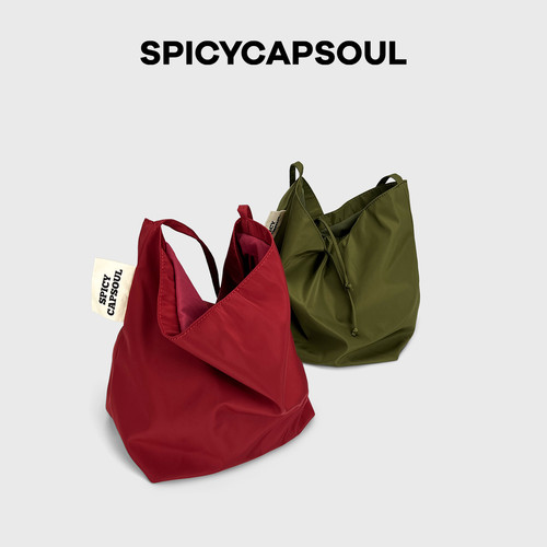 【邂逅】spicycapsoul原创定制面料单肩休闲极简大容量慵懒托特包 - 图3