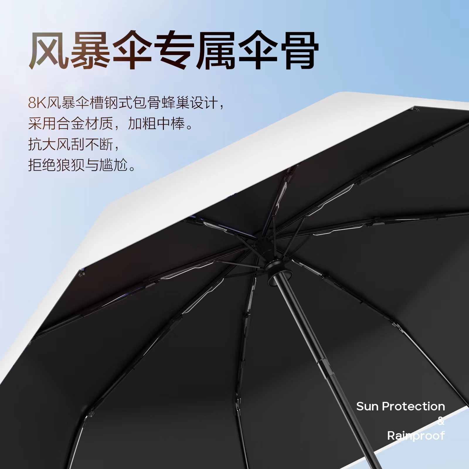 舜丽SUNE全遮零透光全自动晴雨伞防紫外线UPF50+  竹生香 - 图2