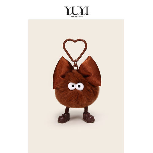 YUYI原创丑萌蝴蝶结小煤球獭兔毛绒公仔书包包挂件玩偶钥匙扣挂饰 - 图2