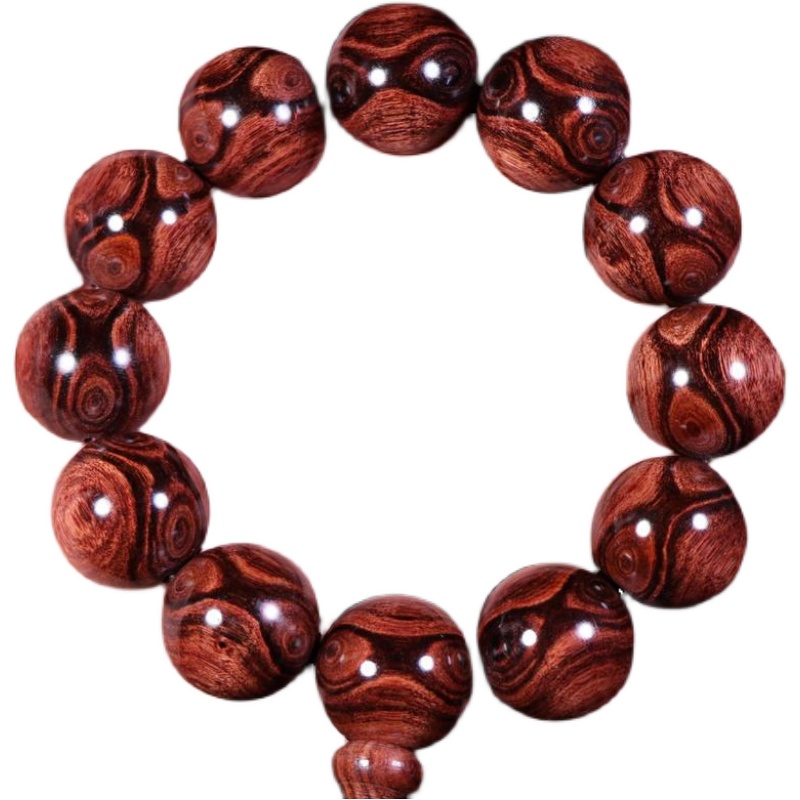 海南黄花梨手串鬼脸对眼油梨老料瘿瘤疤佛珠手链男女情侣款念珠 - 图3