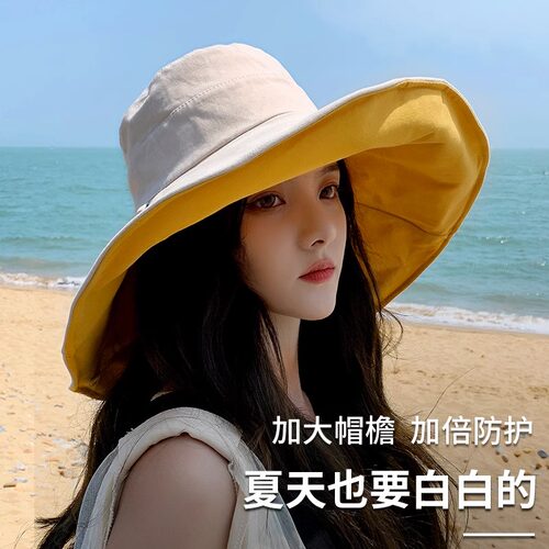 帽子女2026新款双面百搭显脸小遮阳帽女款素颜遮脸韩版大檐渔夫帽 - 图2