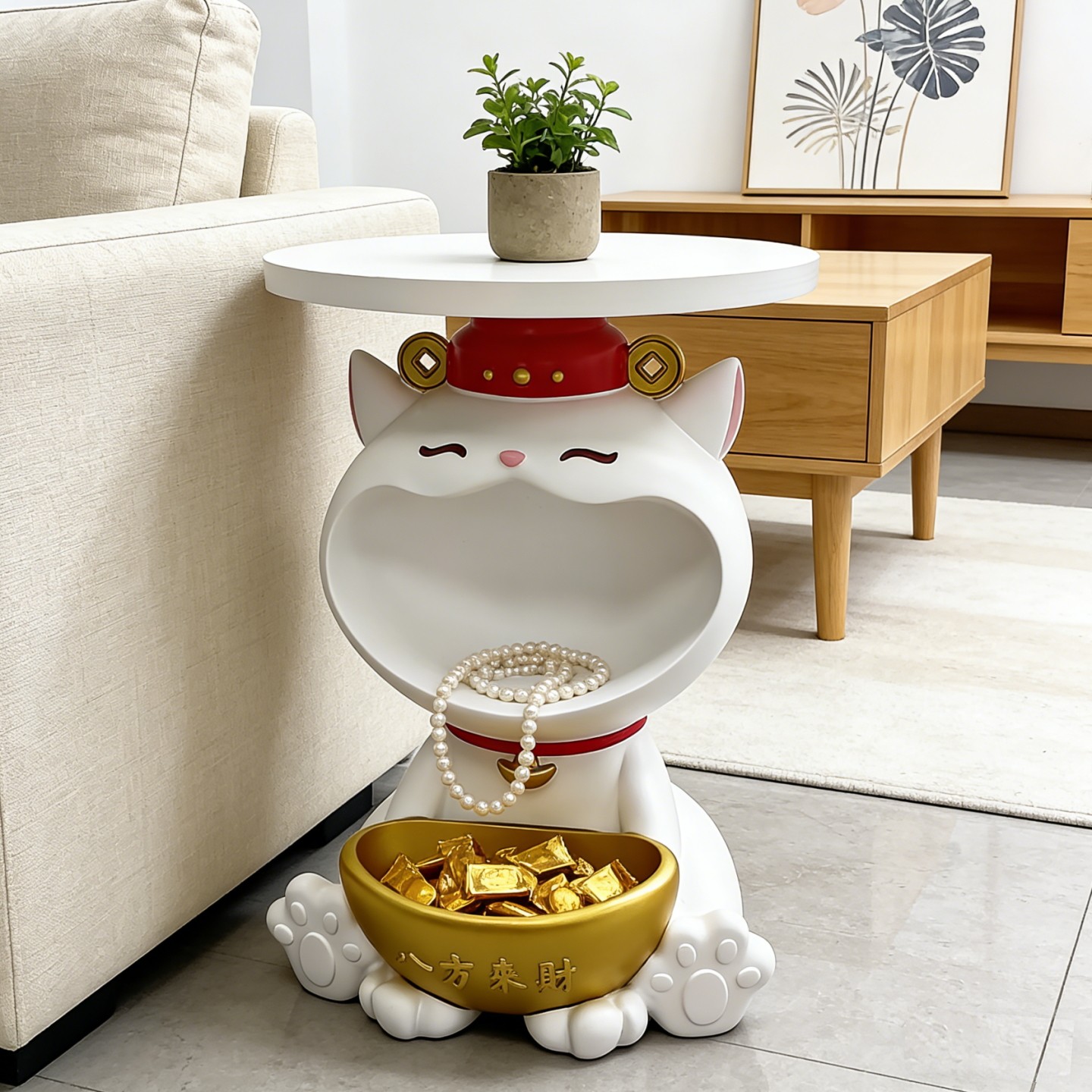 招财猫落地摆件可爱卧室床头柜客厅边几家居装饰开业乔迁新居礼物,淘宝优惠券,粉丝福利购,淘宝优惠卷