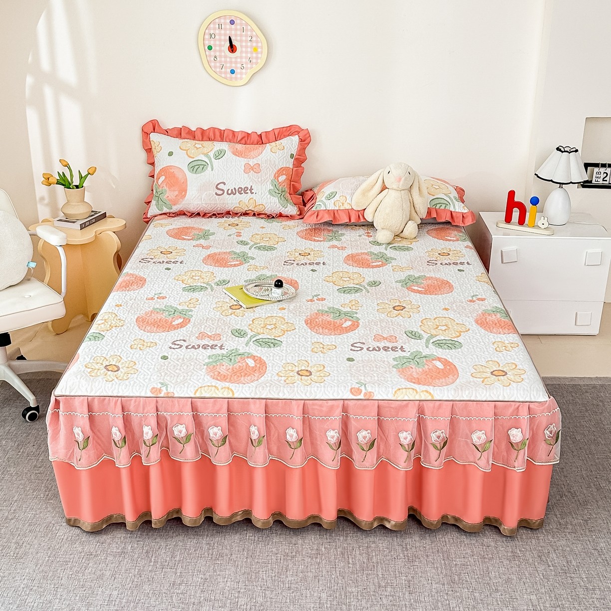 全棉夹棉床裙三件套纯棉床单件床笠下摆裙边床罩防滑床盖四季通用,淘宝优惠券,粉丝福利购,淘宝优惠卷