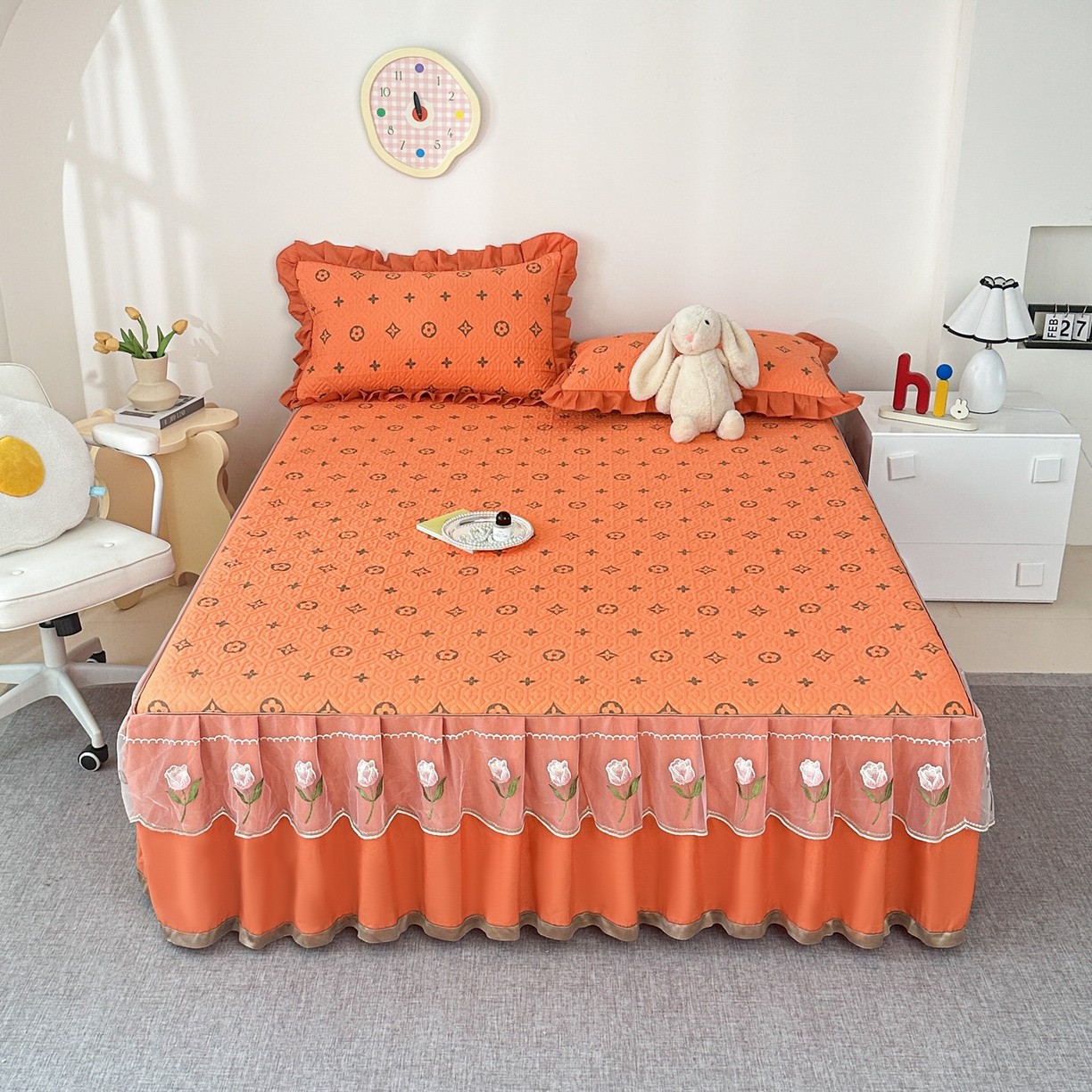 全棉夹棉床裙三件套纯棉床单件床笠下摆裙边床罩防滑床盖四季通用,淘宝优惠券,粉丝福利购,淘宝优惠卷