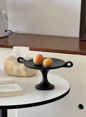 复古中古风耳朵果盘高脚托盘桌面装饰品收纳层架摄影双耳托盘