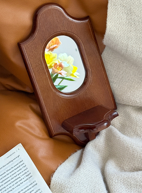 复古墙面装饰挂件镜子中古实木