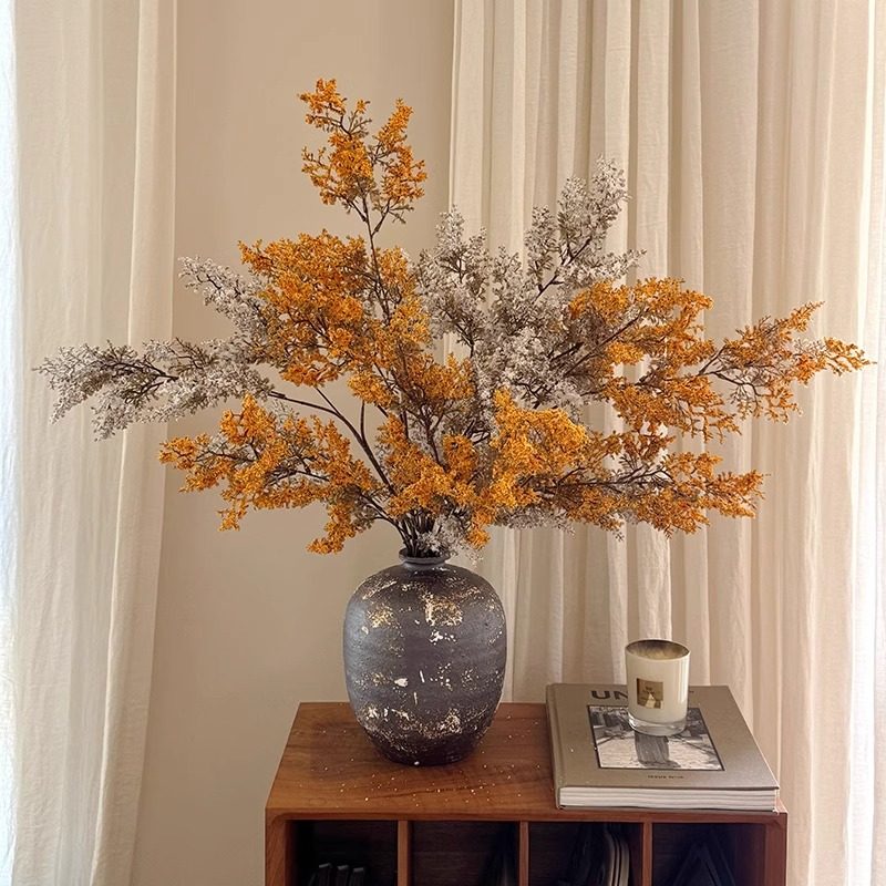 油画雾凇仿真绿植摆设假花花束花艺装饰摆件高级感侘寂风桌面插花,淘宝优惠券,粉丝福利购,淘宝优惠卷