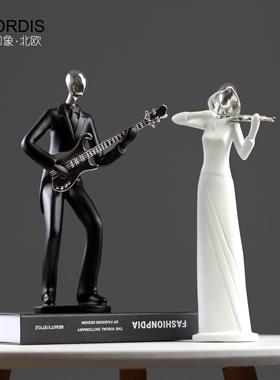 北欧现代黑白音乐人物创意摆件办公室客厅书房家居装饰工艺礼品摆