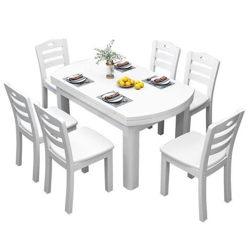 依样红实木餐桌家用方圆两用吃饭桌子折叠饭桌小户型伸缩式 - 图3