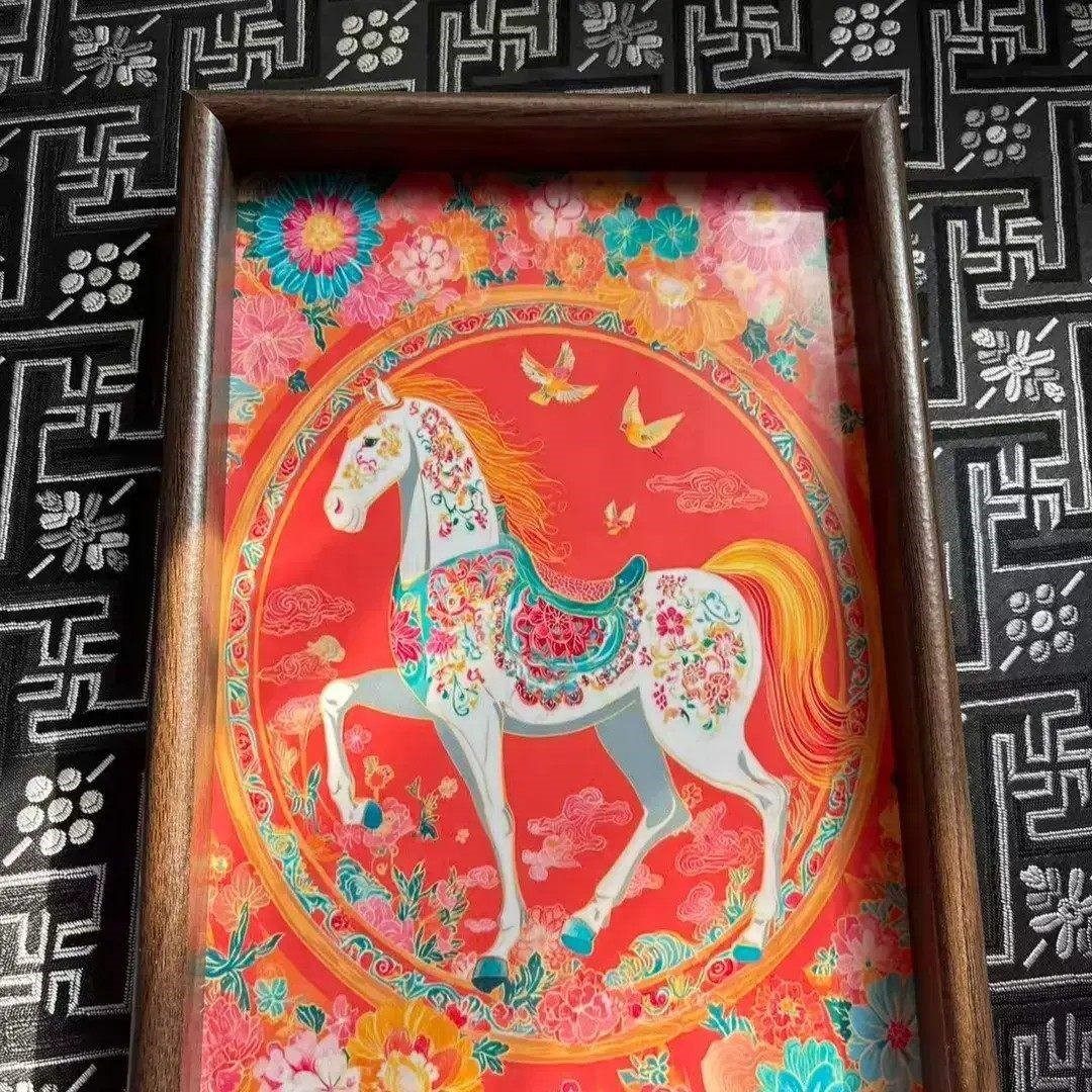 中式马上有钱托盘新年客厅桌面水杯杂物收纳木质盘复古高级感茶盘,淘宝优惠券,粉丝福利购,淘宝优惠卷