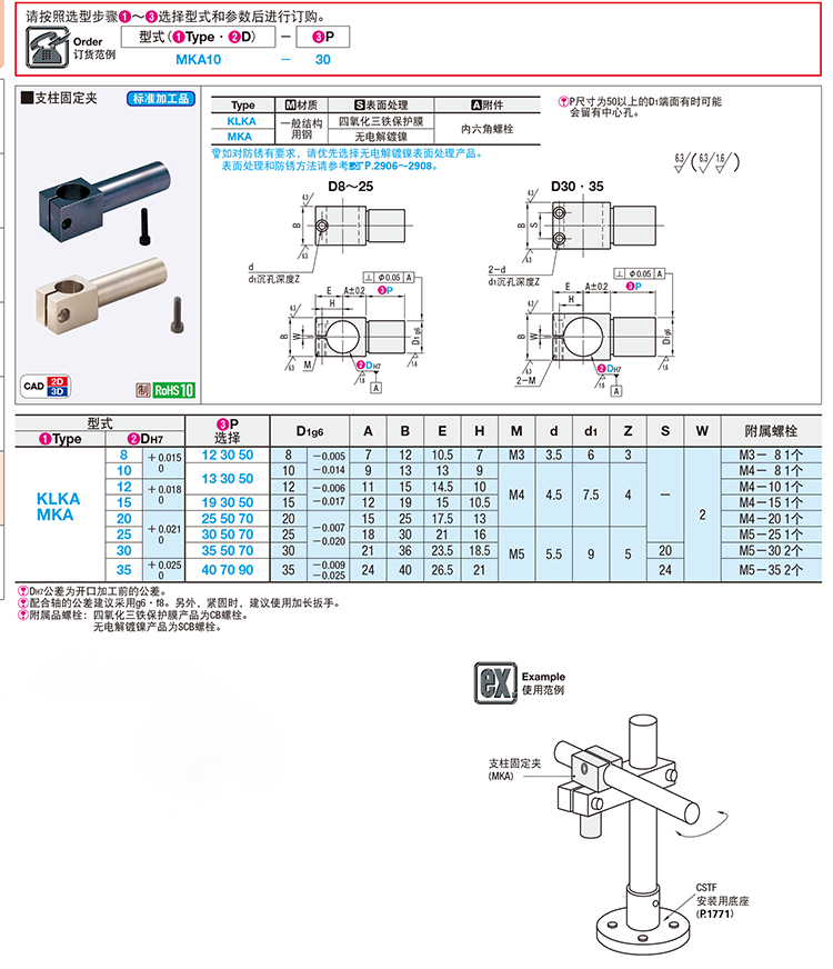 KLKA MKA 支柱固定夹加长悬臂型ALKA BCLB12 15 20 25 30-50 70 - 图3