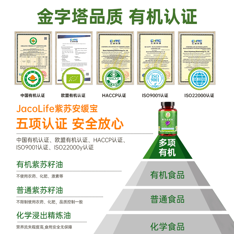 jacolife紫苏安缓宝五项有机冷榨食用紫苏油软胶囊omega3好吸收-图0