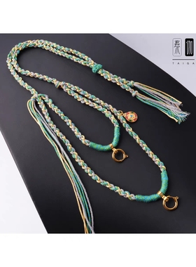 泰国佛牌链子双挂绳两挂手编藏式棉绳柔软亲肤快拆扣唐卡黄金玉石