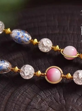 新中式佛牌链爆花水晶珠链唐卡项链嘎乌盒五爷扎基拉姆吊坠毛衣链