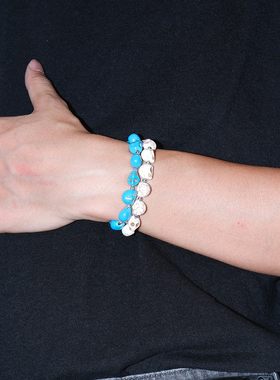 冷淡松石裂纹骷髅头复古配饰手链