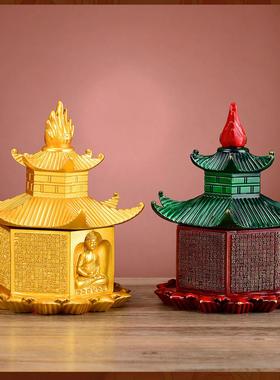 铜妙法莲华塔法华塔释迦牟尼佛像家居佛堂装饰佛具供奉摆件舍利塔