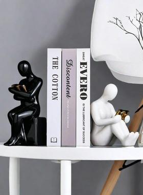 创意人物书挡酒柜摆件家居装饰品客厅玄关书柜桌面书立陶瓷工艺品