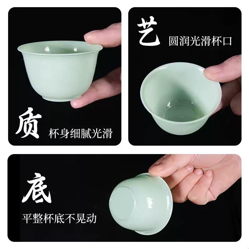 Disposable jade green kung fu tea cup set thickened tea set outdoor tea drink tea drink supplies tea drink artifact