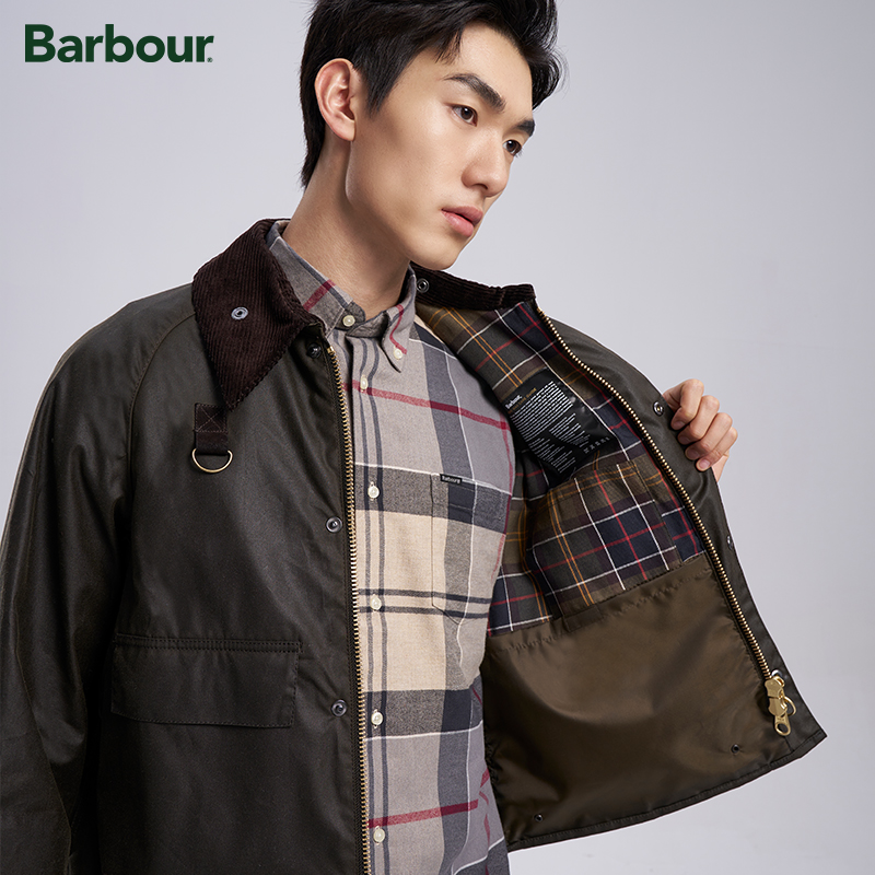 Barbour Spey亚洲版男女同款四季6Oz灯芯绒领经典油蜡夹克-图0