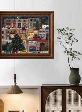 美式推拉电表箱装饰画画饭厅门口遮挡配电柜画画欧式风景液压掀开