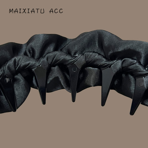 TKTK月光织梦宽边发箍精致缎面水钻蝴蝶结褶皱头箍高颅顶显脸小 - 图1