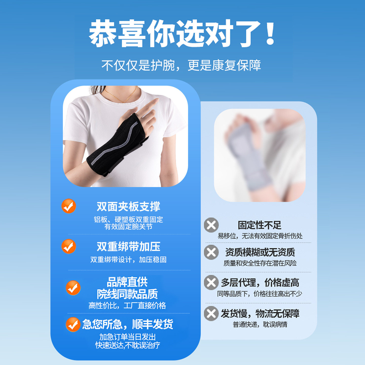 护腕固定护具手腕骨折专用夹板医用护套关节三角纤维软骨损伤腕带,淘宝优惠券,粉丝福利购,淘宝优惠卷