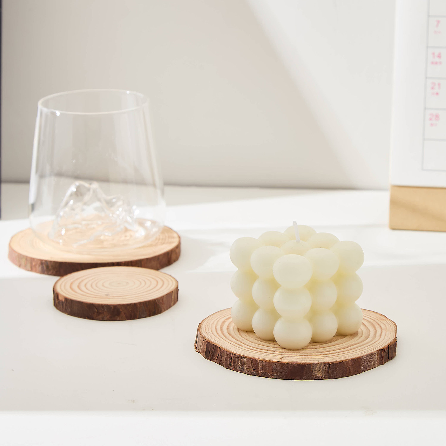 香薰蜡烛托盘松木圆木垫大号简约ins风装饰摆件圆形蜡烛底座烛台,淘宝优惠券,粉丝福利购,淘宝优惠卷