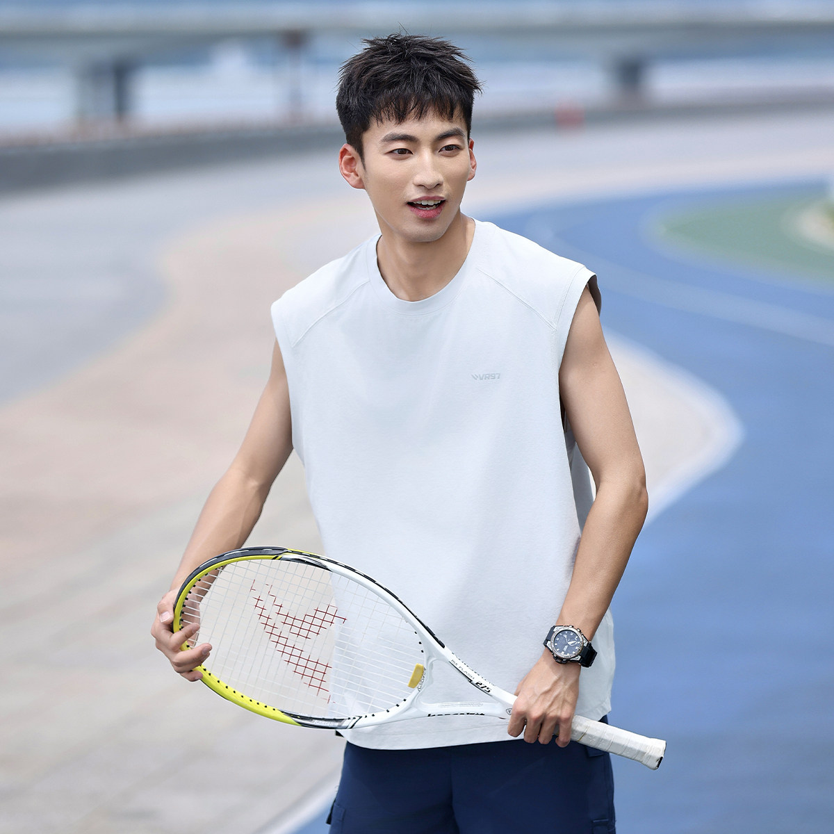 VR97云感水显印花背心男夏季宽松坎肩防晒速干健身篮球无袖上衣潮
