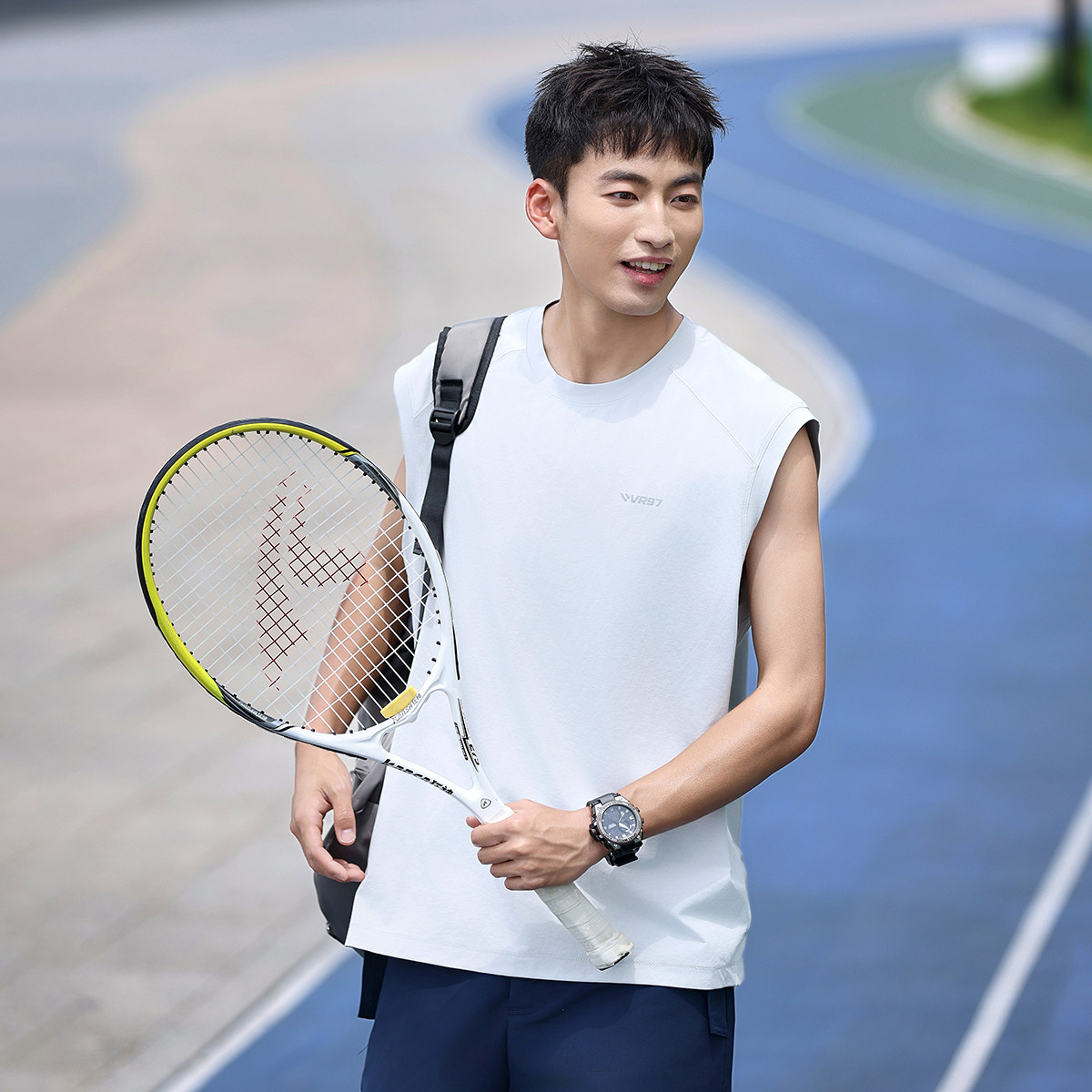 VR97云感水显印花背心男夏季宽松坎肩防晒速干健身篮球无袖上衣潮