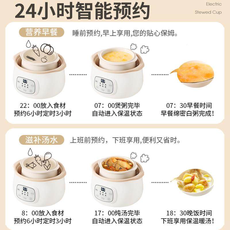 LOTOR D1D1D1浣熊定电约炖锅家用小燕窝煲汤煮粥时预隔水炖盅小粥,淘宝优惠券,粉丝福利购,淘宝优惠卷