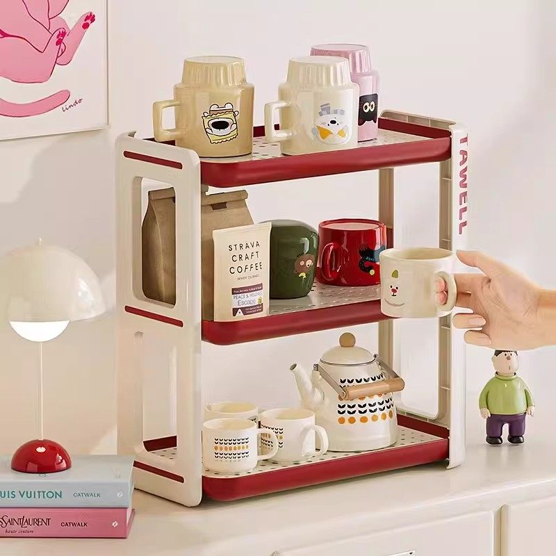 杯子收纳置物架台面轻奢桌面双层水杯茶杯防尘架子托盘沥水脸盆架,淘宝优惠券,粉丝福利购,淘宝优惠卷