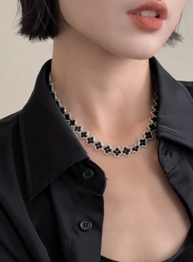 素绡项链女手工编织四叶草锁骨链