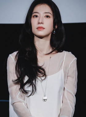 董洁推荐松果白水晶项链女锁骨链