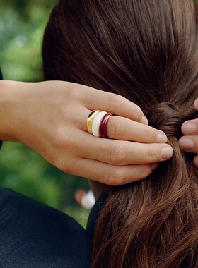 彩色珐琅滴釉素圈戒指女叠戴指环