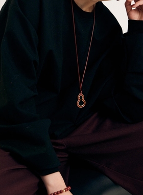 伊能静明星同款福禄葫芦皮绳项链