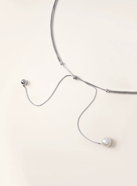 珍珠抽拉项链女可调节秋冬毛衣链