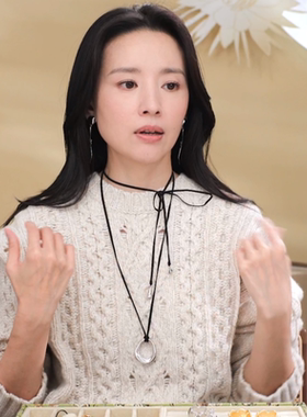 董洁推荐凝结项链黑绳圆环吊坠