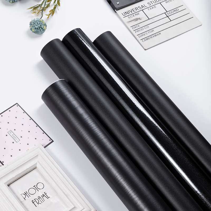 KI9S纯黑色贴纸自粘墙纸磨砂膜木纹桌面家具翻新背景装饰防水壁纸,淘宝优惠券,粉丝福利购,淘宝优惠卷