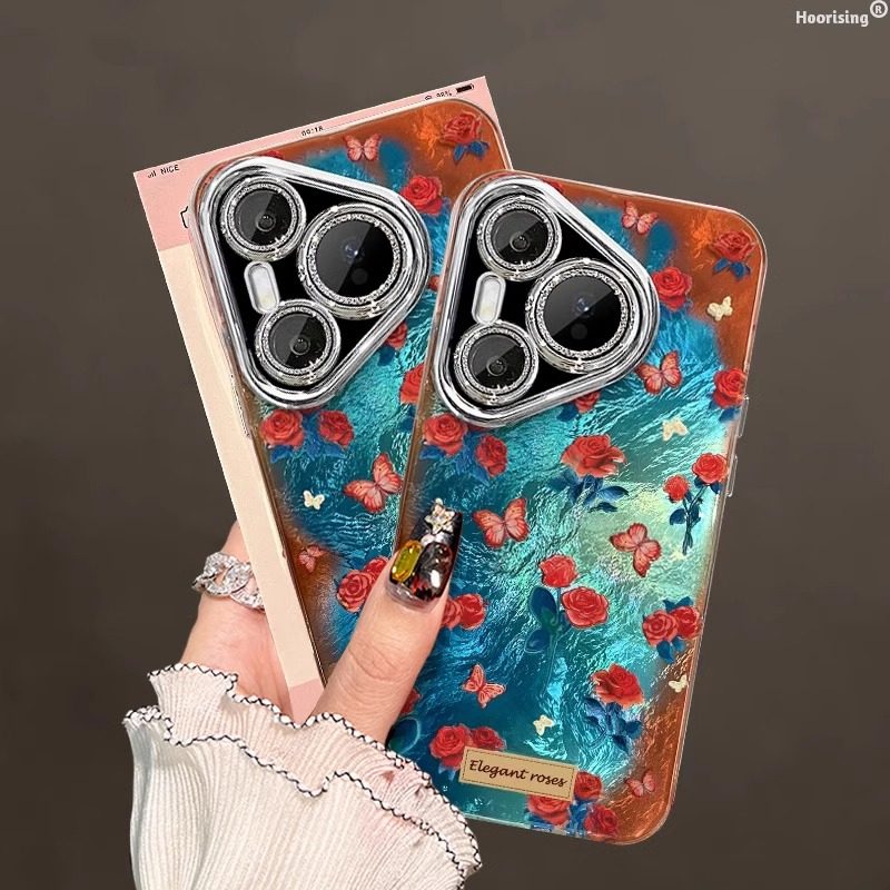 适用华为pura80pro+手机壳新款蓝棕渐变p70ultra复古蝴蝶玫瑰mate70镜头膜P60少女心50冰川纹40/30全包防摔潮,淘宝优惠券,粉丝福利购,淘宝优惠卷