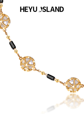 HEYU ISLAND/黑鱼岛新款日月同辉黑水晶夹珠波西米亚风项链女