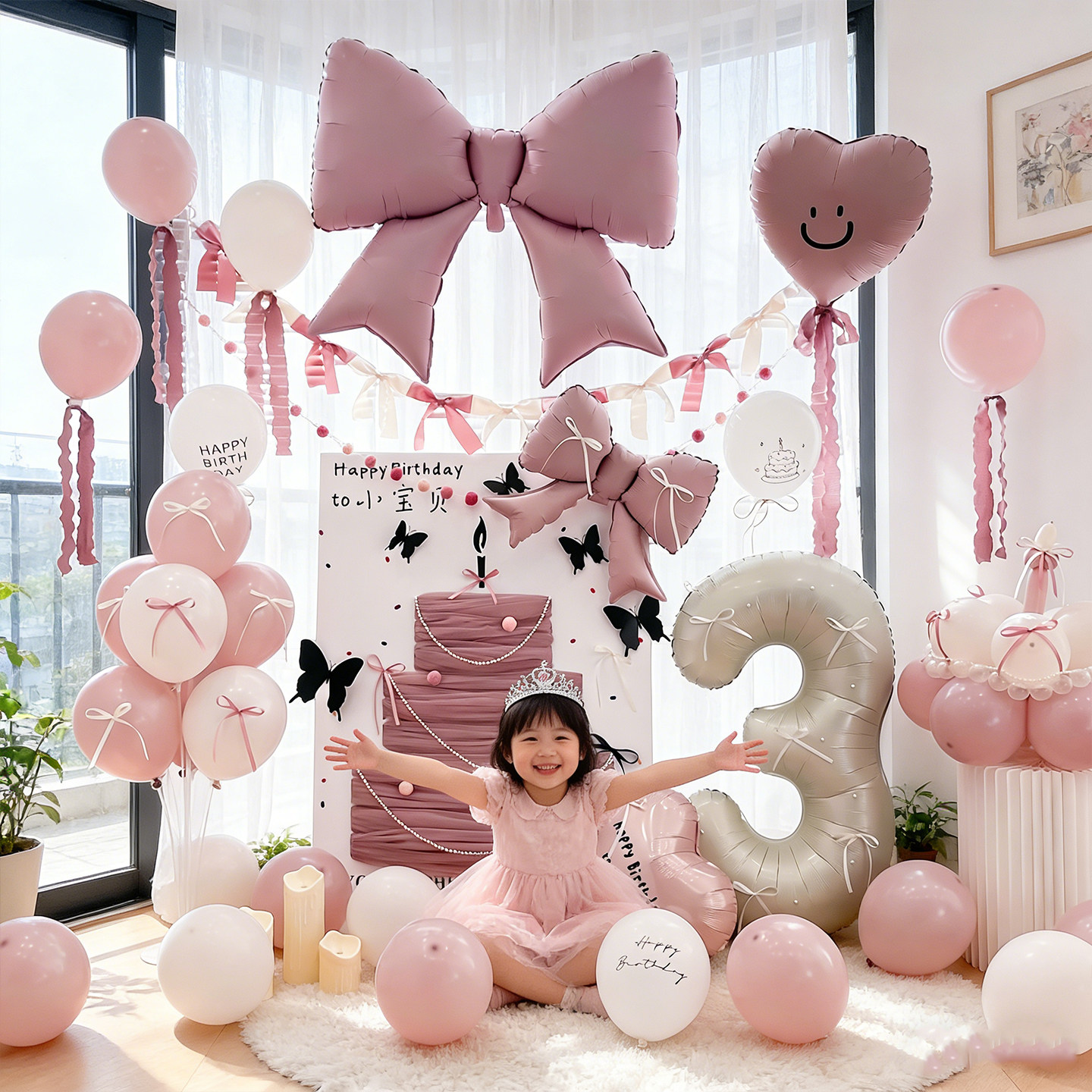 男女孩10岁多巴胺酒店房间生日派对布置3KT板气球场景背景墙装饰2,淘宝优惠券,粉丝福利购,淘宝优惠卷