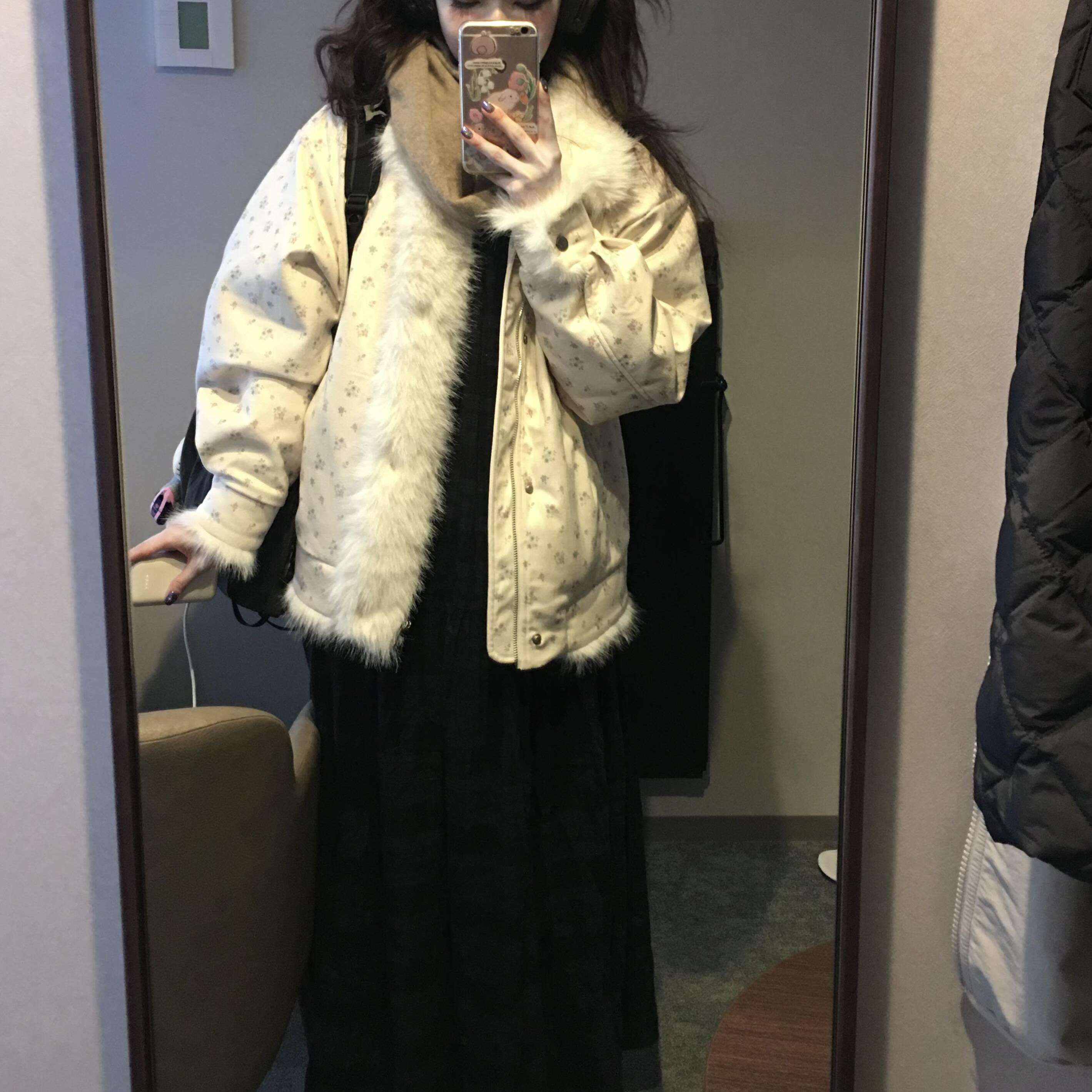 韩系甜美碎花毛领灯芯绒夹棉外套女秋冬季设计感加厚保暖棉衣棉服,淘宝优惠券,粉丝福利购,淘宝优惠卷