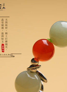 普陀山和田玉籽纯银麦穗手链