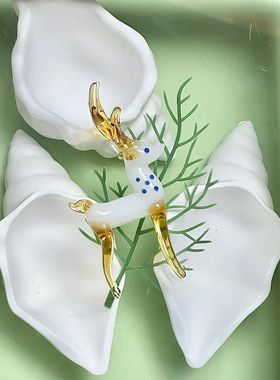 淄博纯手工琉璃可爱梅花鹿摆件玻璃动物装饰品书房办公桌摆件礼品