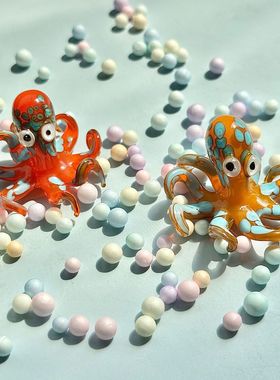 纯手工琉璃仿真八爪鱼玻璃章鱼鱼缸摆件海洋装饰ins风卡通摆件