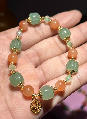 天然玉石玛瑙多宝手串新中式复古中国风南瓜铃兰花流苏女串珠手链