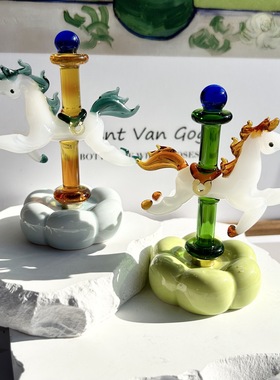 琉璃旋转游乐马桌面摆件客厅