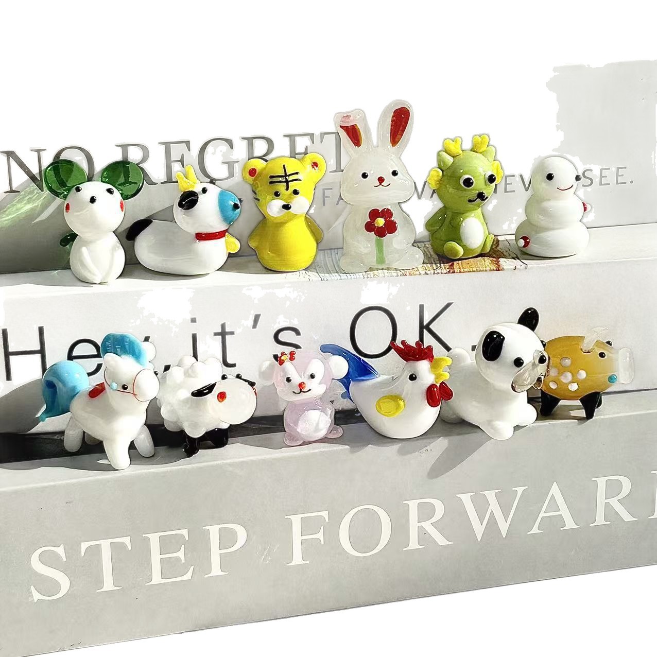 手工萌趣琉璃十二生肖小摆件可爱精致桌面装饰玻璃工艺品生日礼物 - 图3